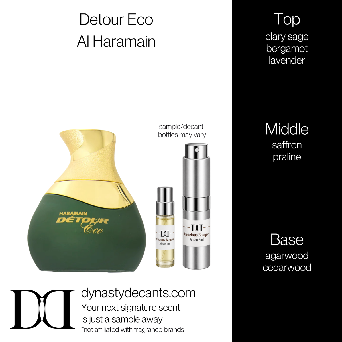 Fragrance sample bottle for Detour Eco by Al Haramain