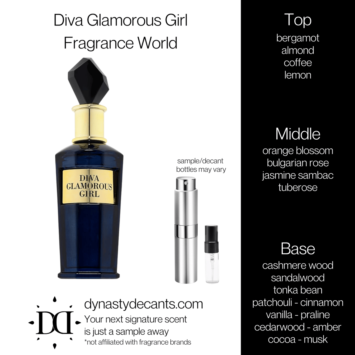 Fragrance sample bottle for Diva Glamorous Girl by Fragrance World