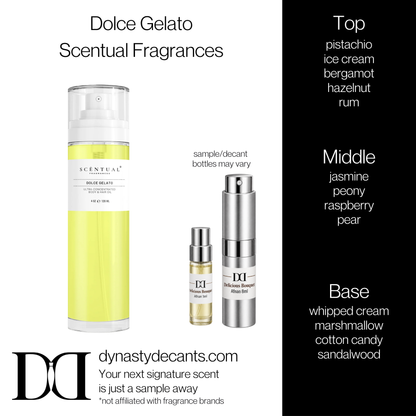 Fragrance sample bottle for Dolce Gelato by Scentual Fragrances