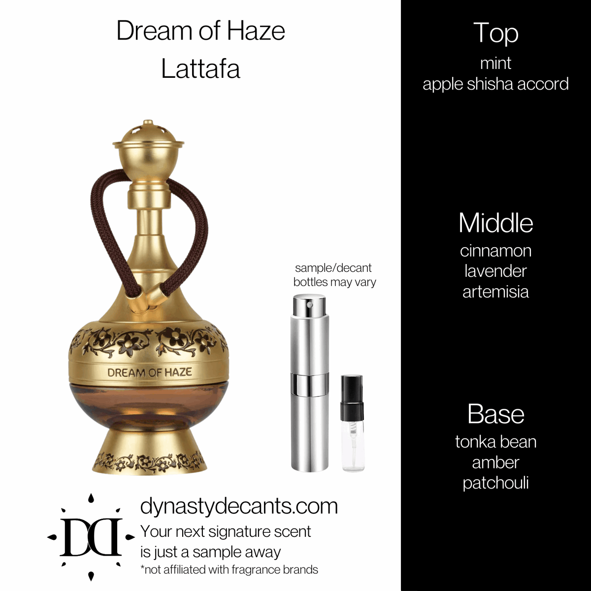 Fragrance sample bottle for Dream of Haze by Lattafa