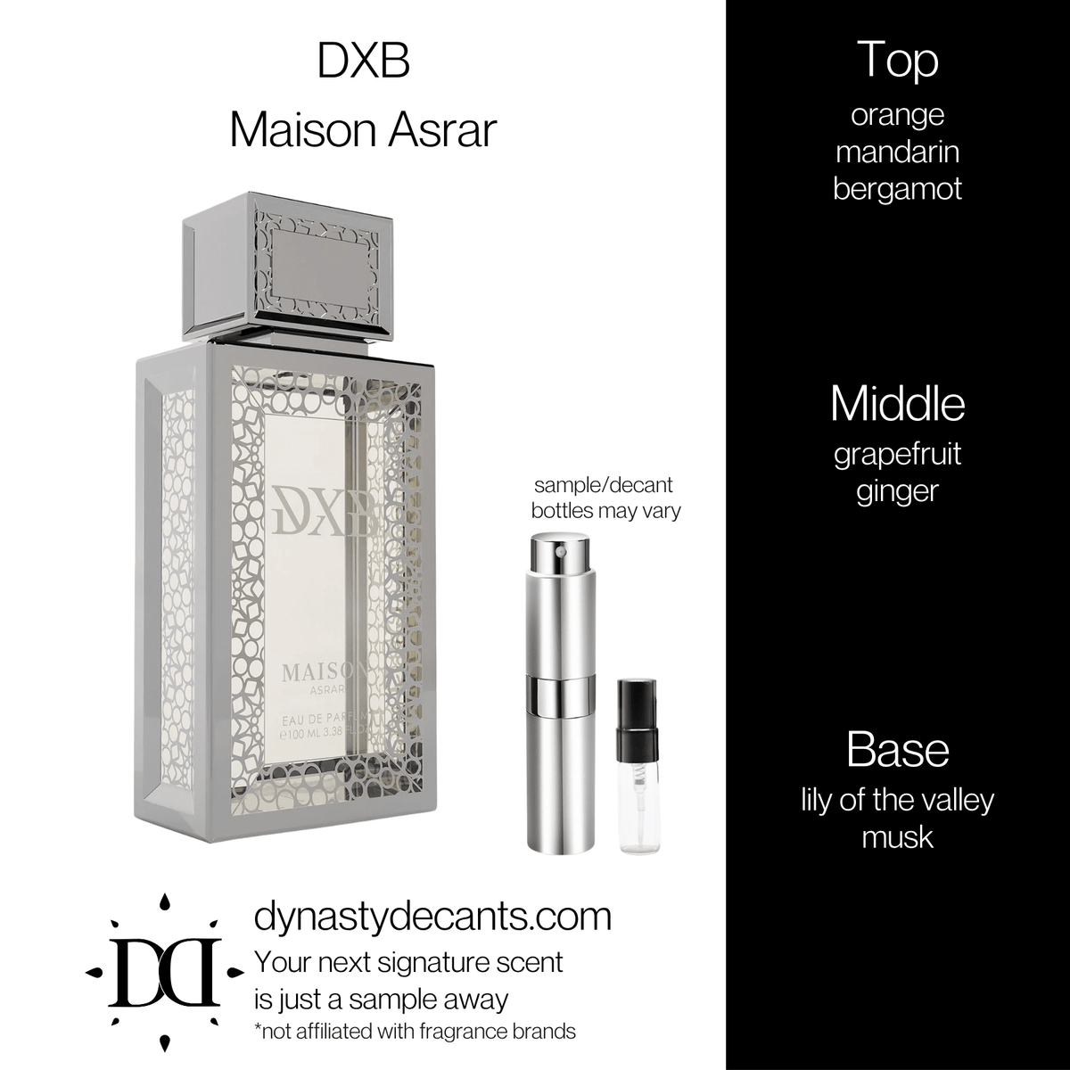 Fragrance sample bottle for DXB by Maison Asrar