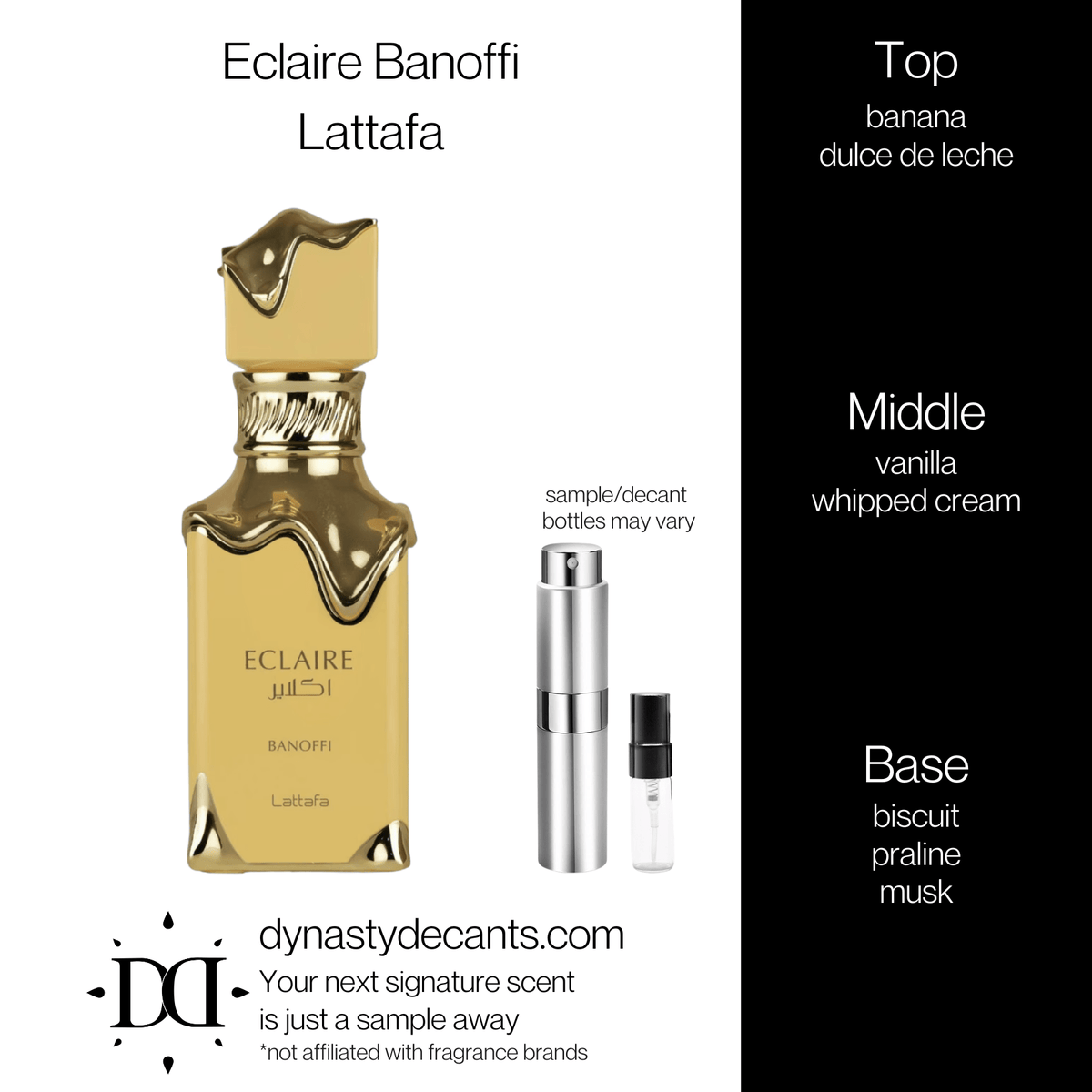 Fragrance sample bottle for Eclaire Banoffi by Lattafa