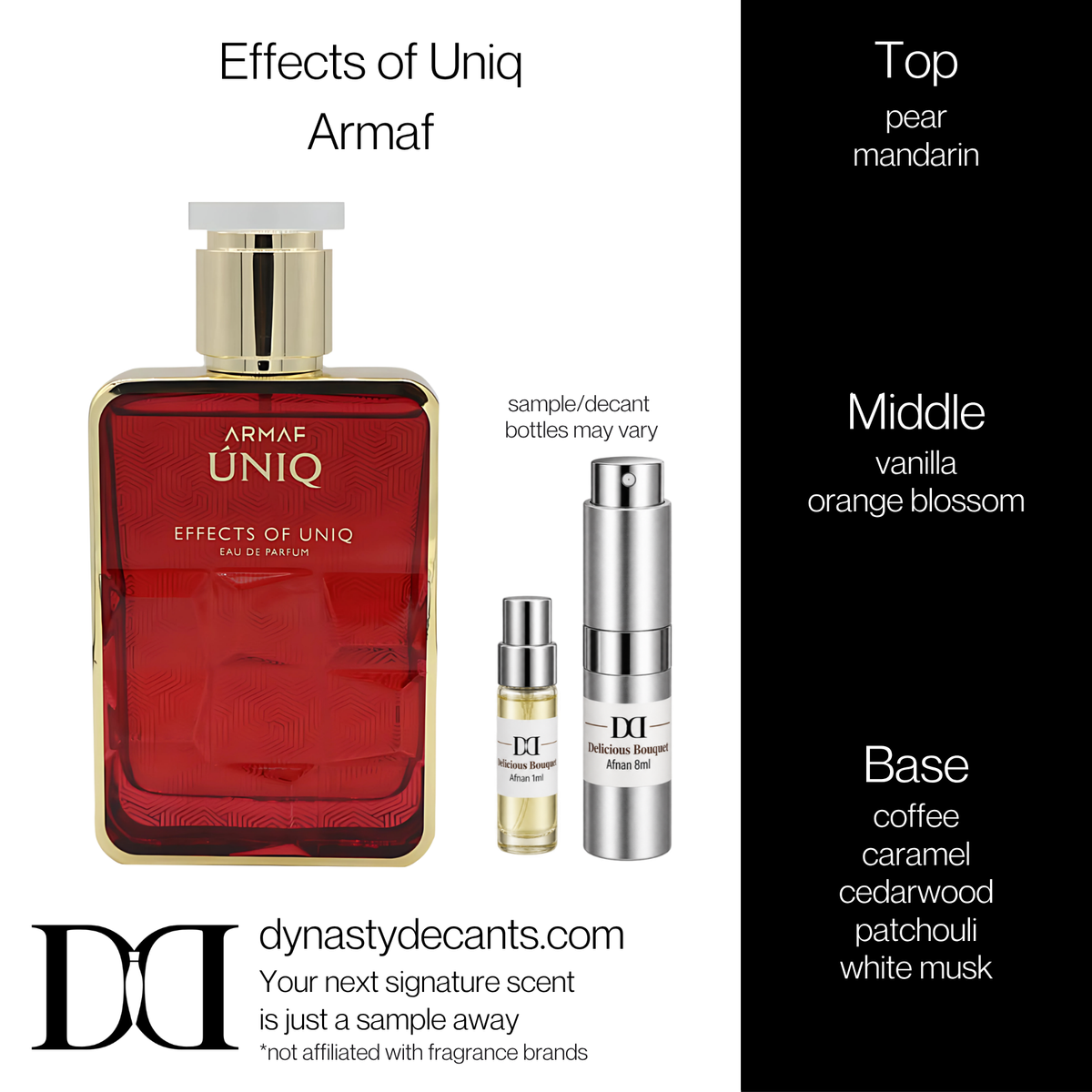 Fragrance sample bottle for Effects of Uniq by Armaf