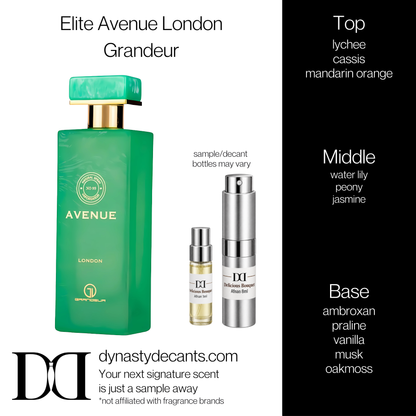 Fragrance sample bottle for Elite Avenue London by Grandeur