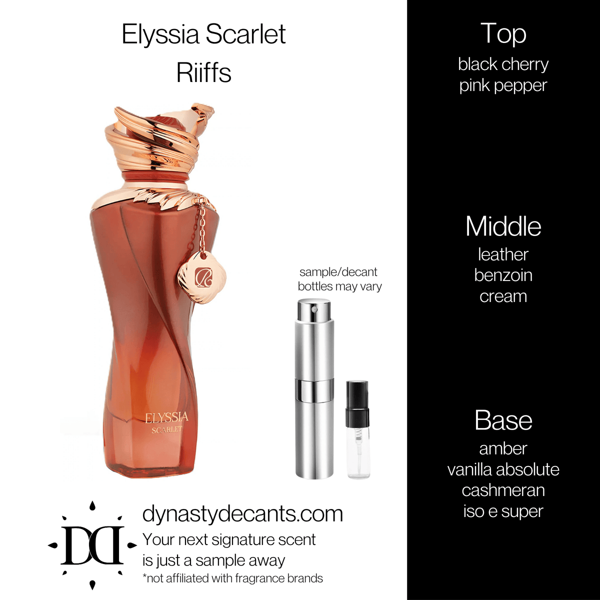Fragrance sample bottle for Elyssia Scarlet by Riiffs