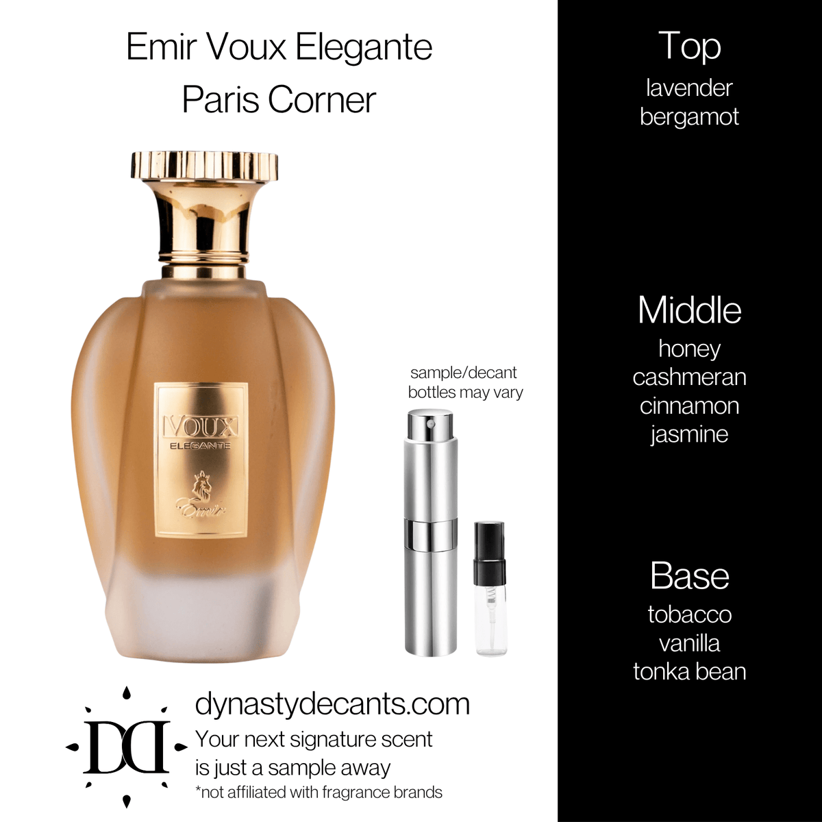 Fragrance sample bottle for Emir Voux Elegante by Paris Corner