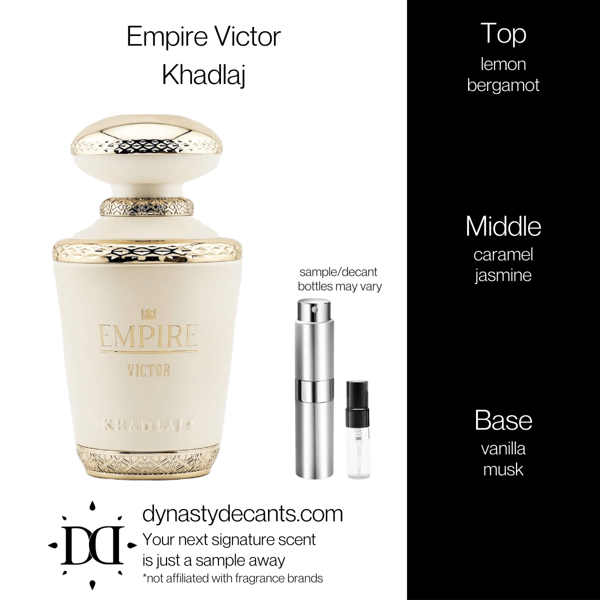 Fragrance sample bottle for Empire Victor by Khadlaj