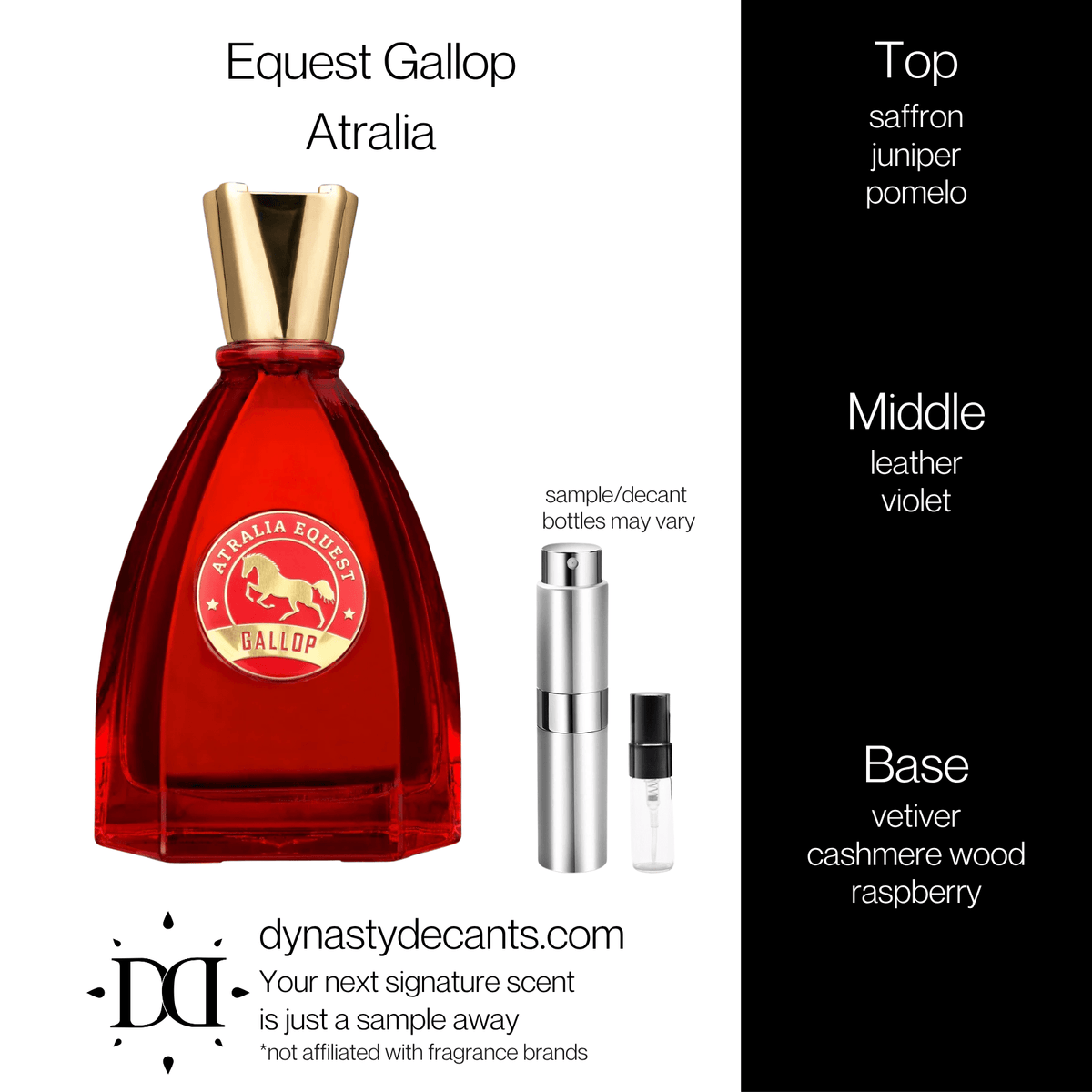 Fragrance sample bottle for Equest Gallop by Atralia