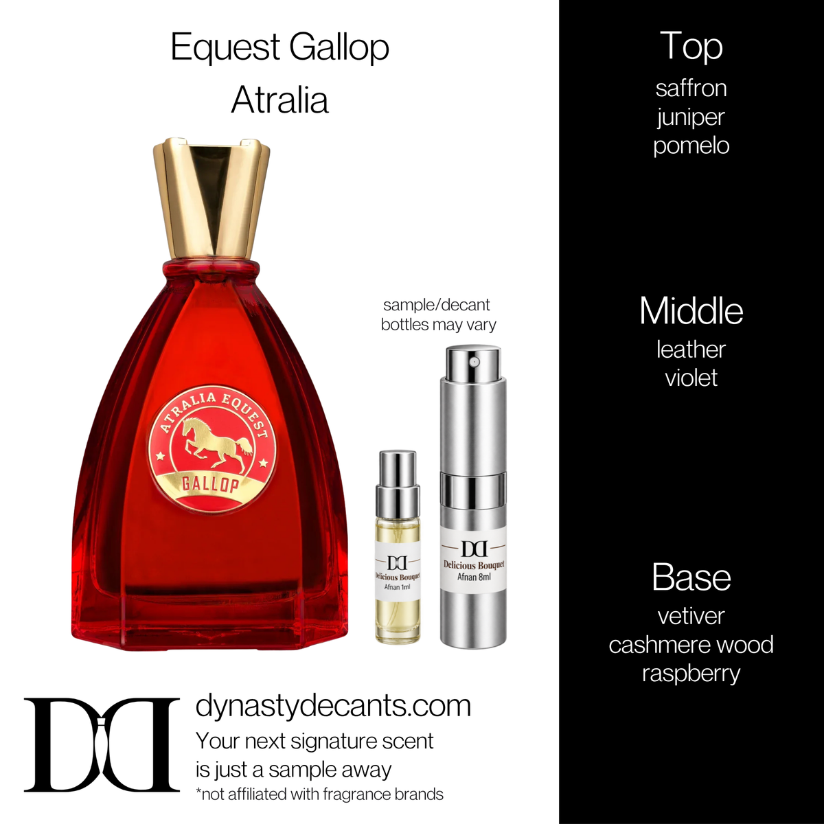 Fragrance sample bottle for Equest Gallop by Atralia