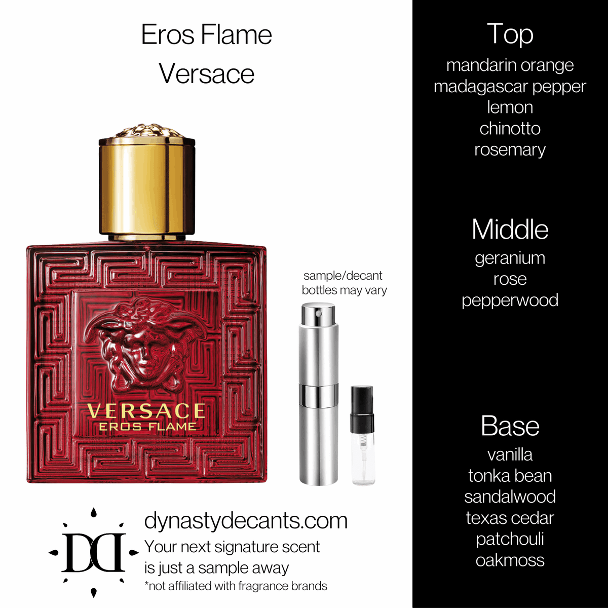 Fragrance sample bottle for Eros Flame by Versace