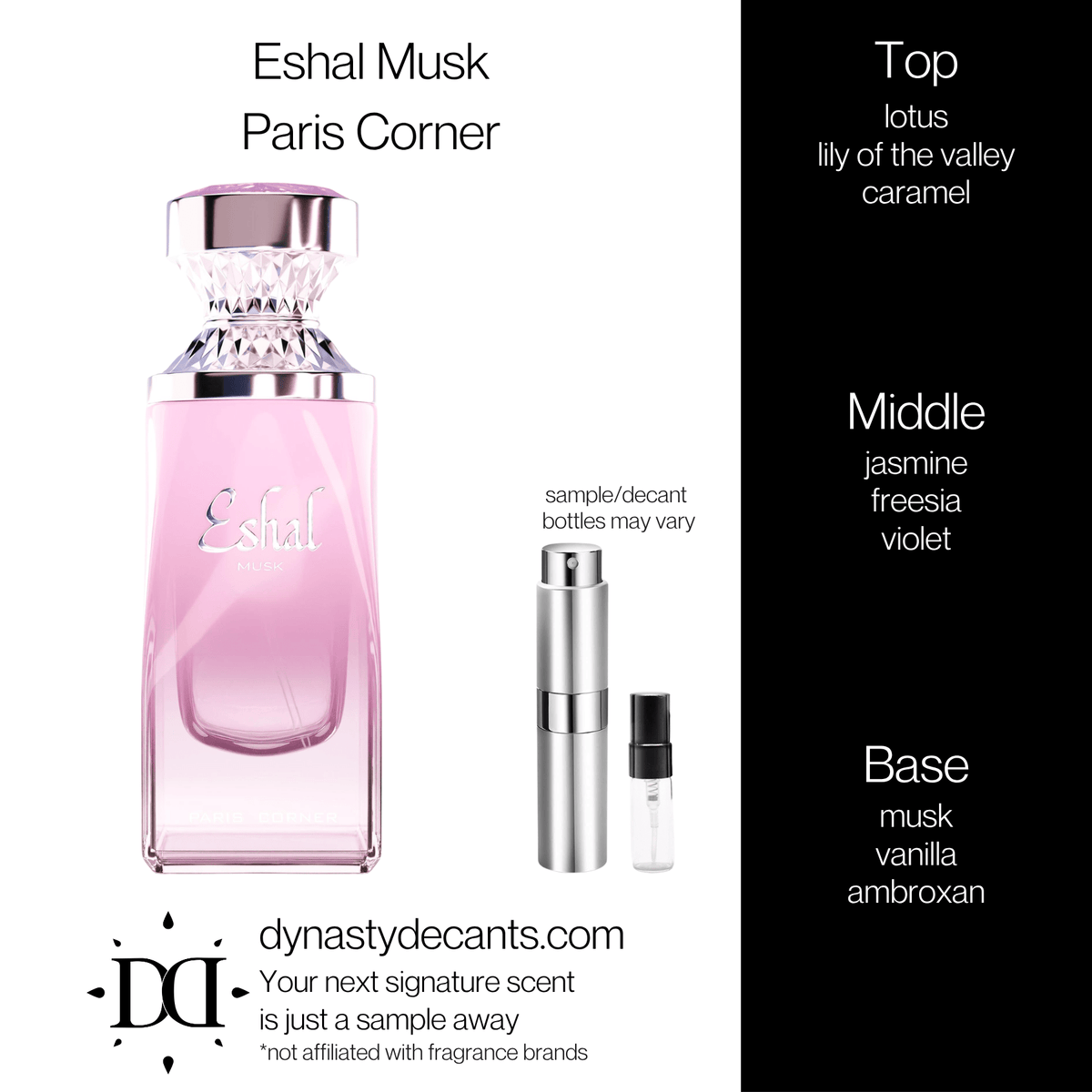 Fragrance sample bottle for Eshal Musk by Paris Corner