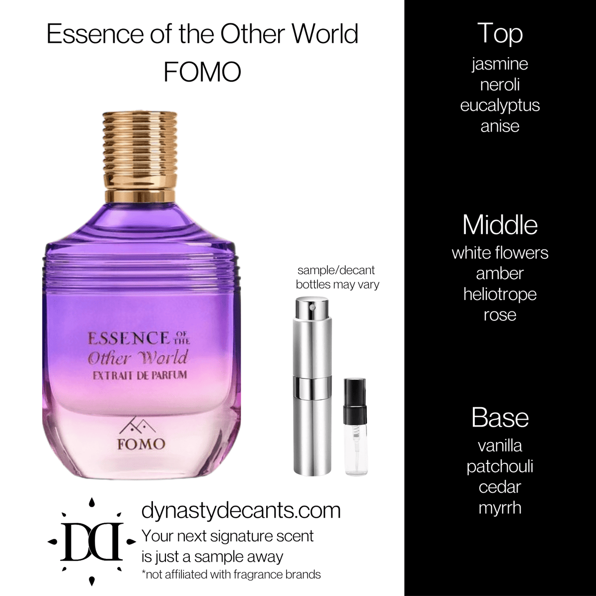 Fragrance sample bottle for Essence of the Other World by FOMO