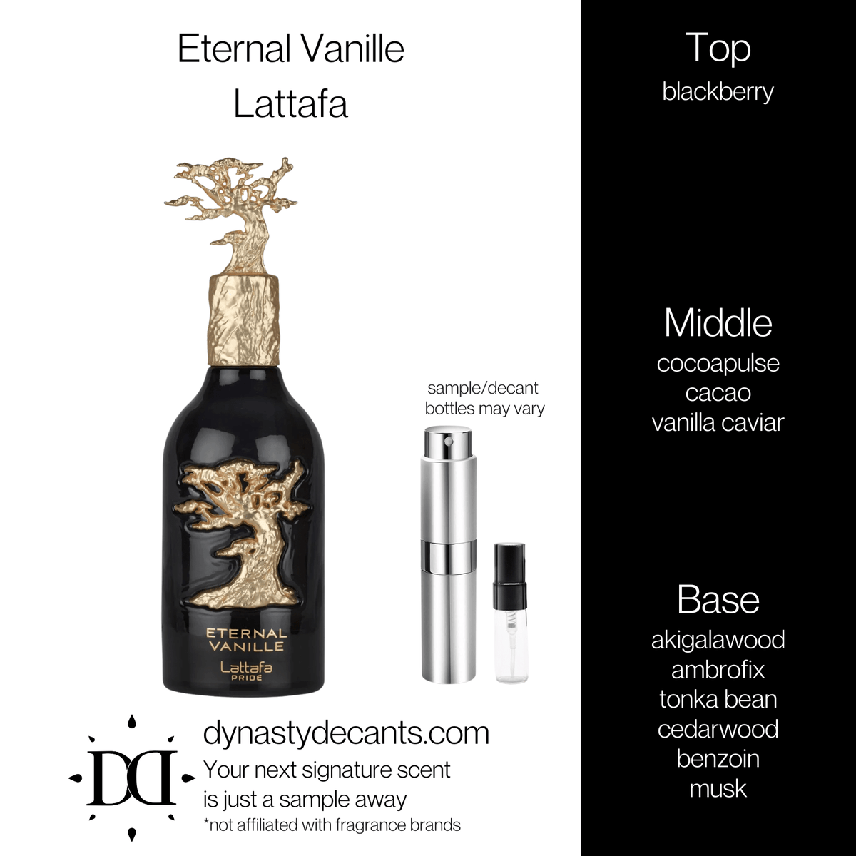 Fragrance sample bottle for Eternal Vanille by Lattafa