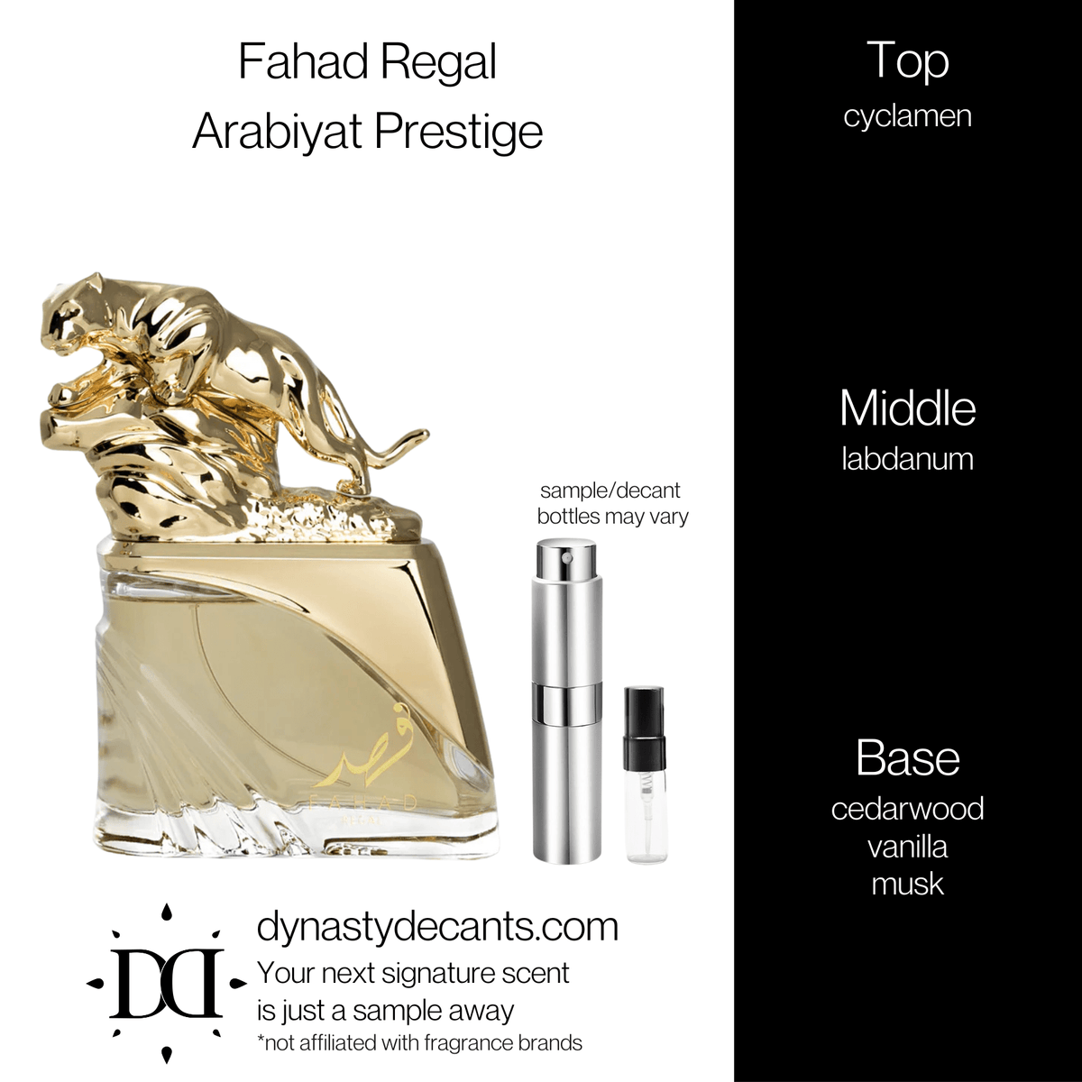 Fragrance sample bottle for Fahad Regal by Arabiyat Prestige