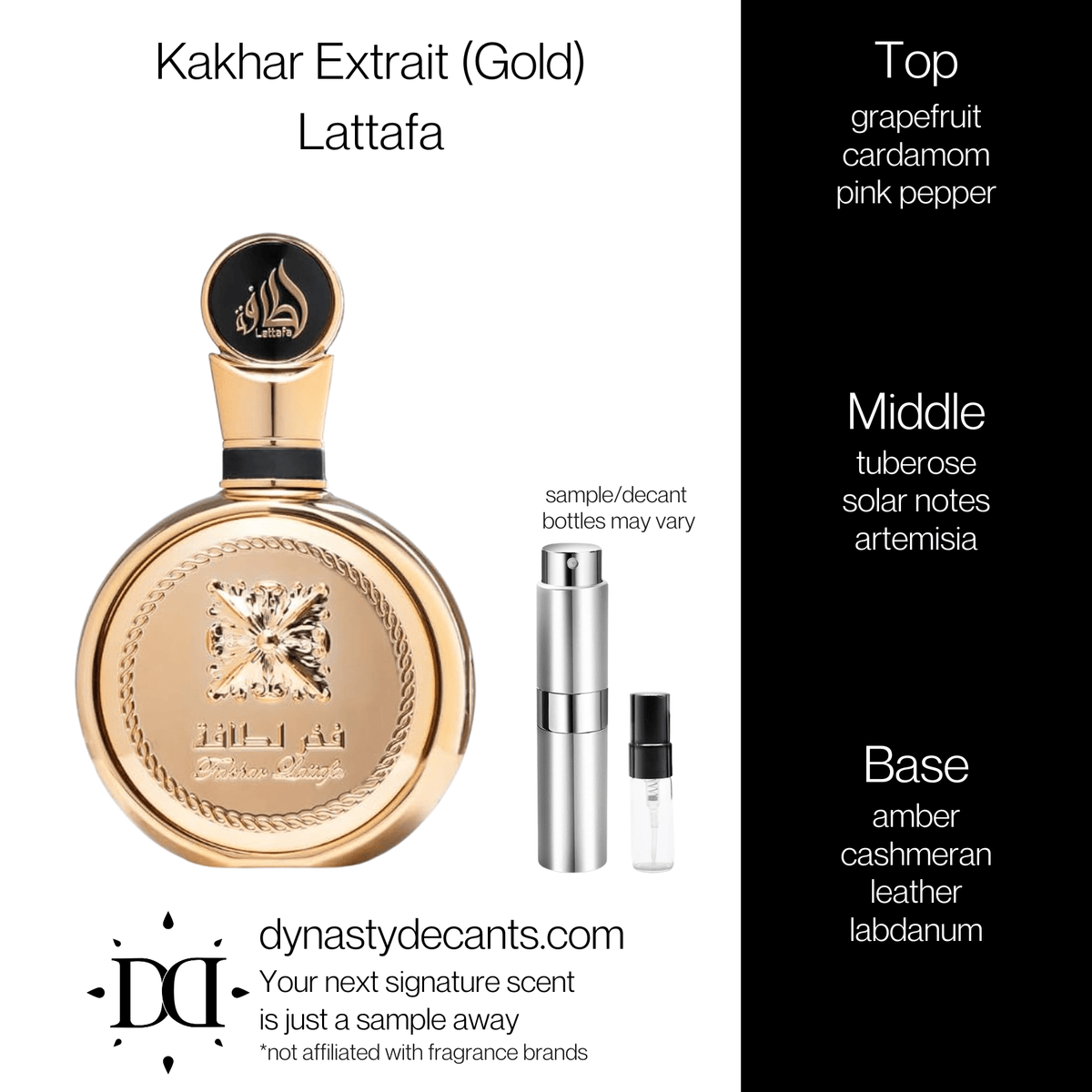 Fragrance sample bottle for Fakhar Extrait (Gold) by Lattafa