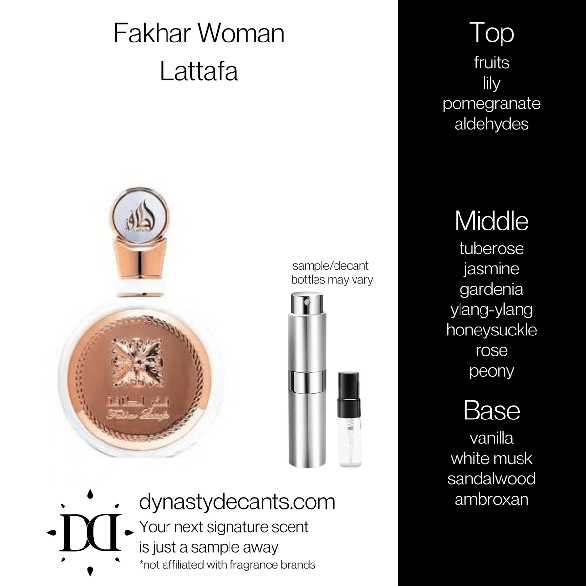 Fakhar Woman by Lattafa | Fragrance Sample | Decant - Dynasty Decants