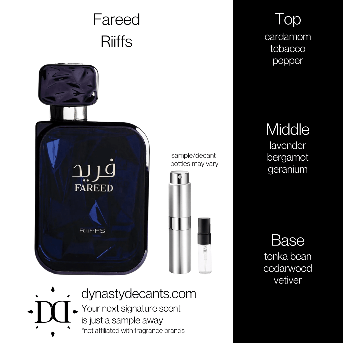 Fragrance sample bottle for Fareed by Riiffs