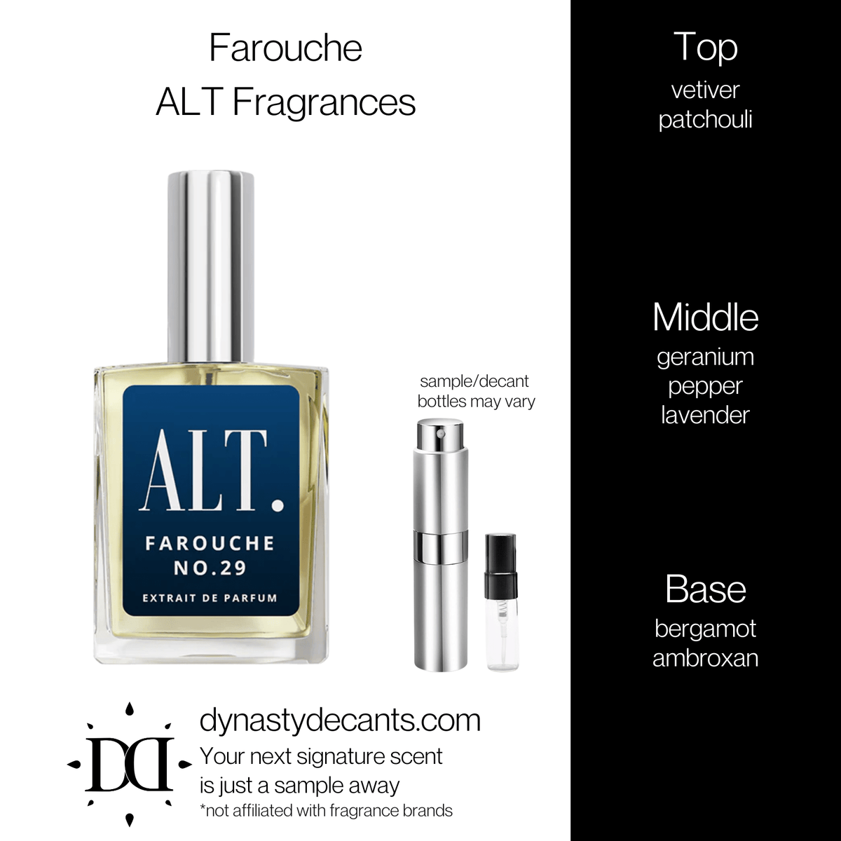 Fragrance sample bottle for Farouche by ALT Fragrances