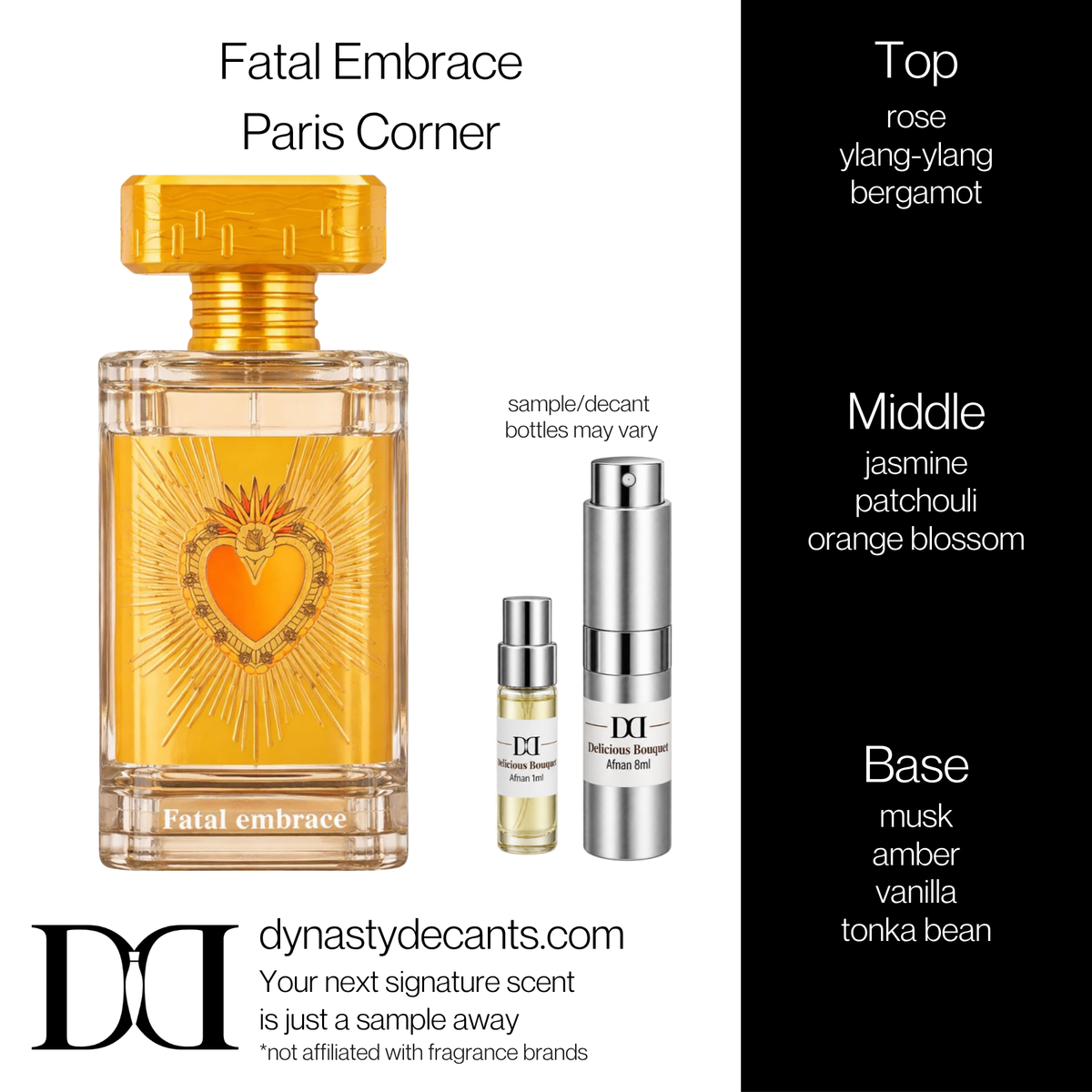 Fragrance sample bottle for Fatal Embrace by Paris Corner