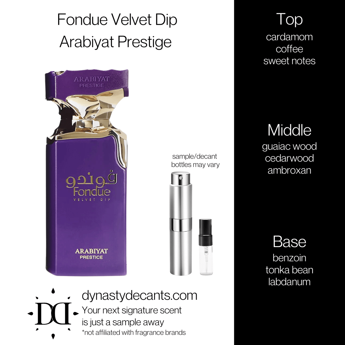Fragrance sample bottle for Fondue Velvet Dip by Arabiyat Prestige