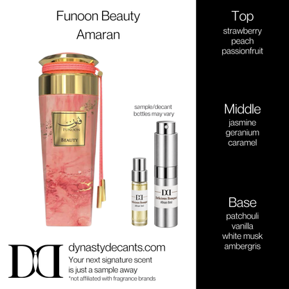 Fragrance sample bottle for Funoon Beauty by Amaran