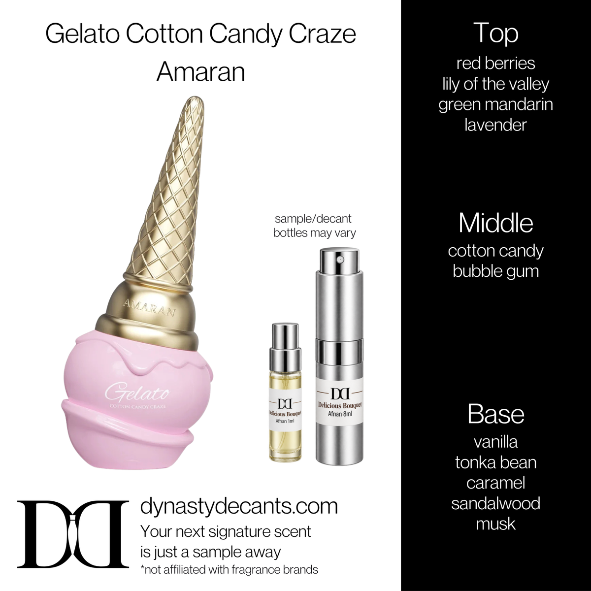 Fragrance sample bottle for Gelato Cotton Candy Craze by Amaran