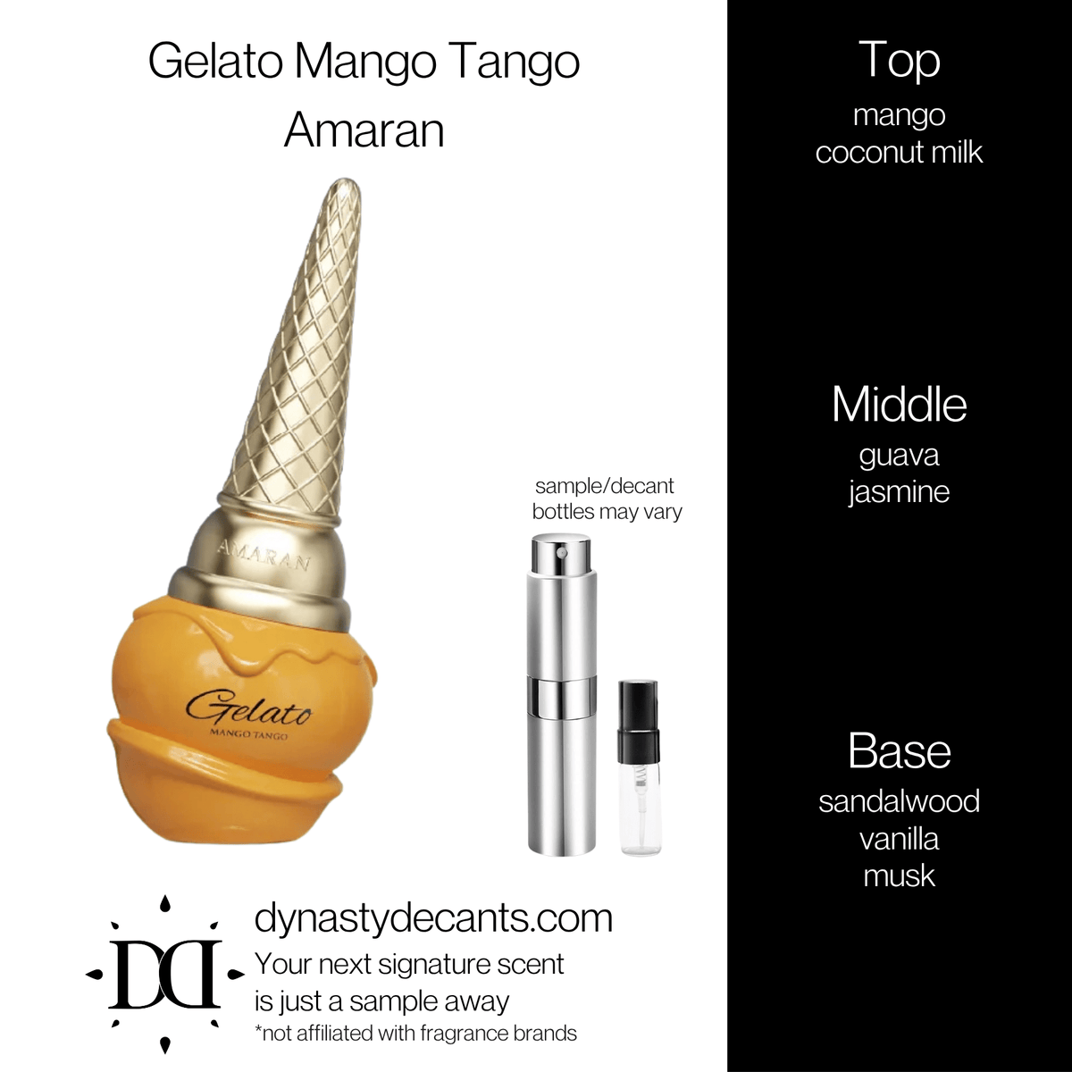 Fragrance sample bottle for Gelato Mango Tango by Amaran