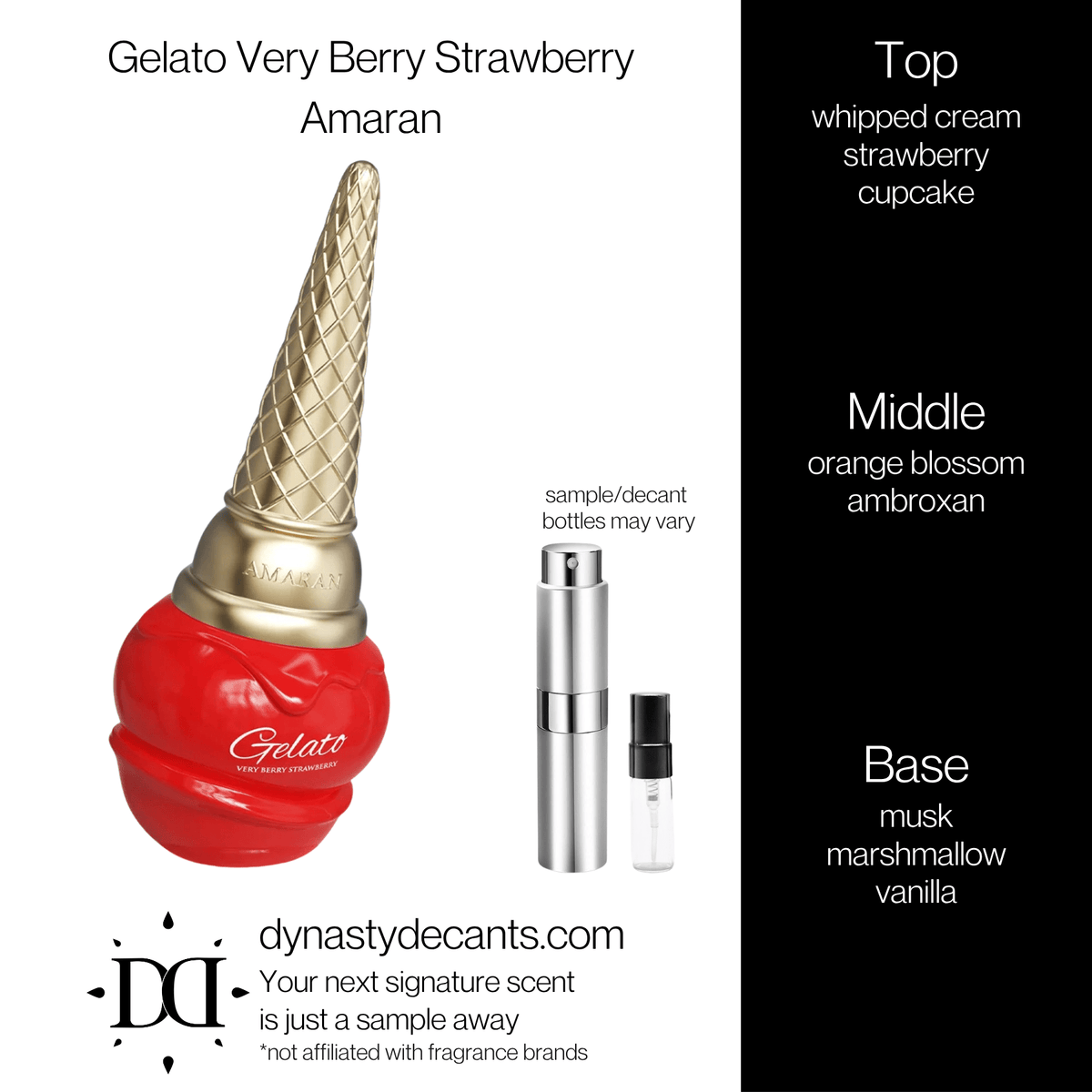 Fragrance sample bottle for Gelato Very Berry Strawberry by Amaran