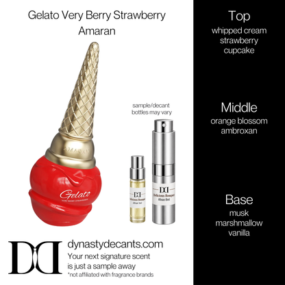Fragrance sample bottle for Gelato Very Berry Strawberry by Amaran