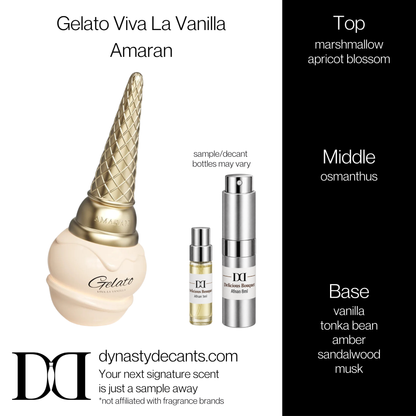 Fragrance sample bottle for Gelato Viva La Vanilla by Amaran
