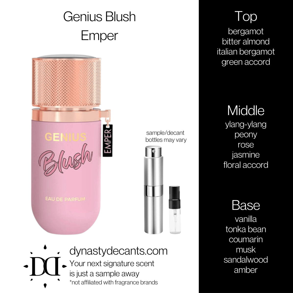 Fragrance sample bottle for Genius Blush by Emper