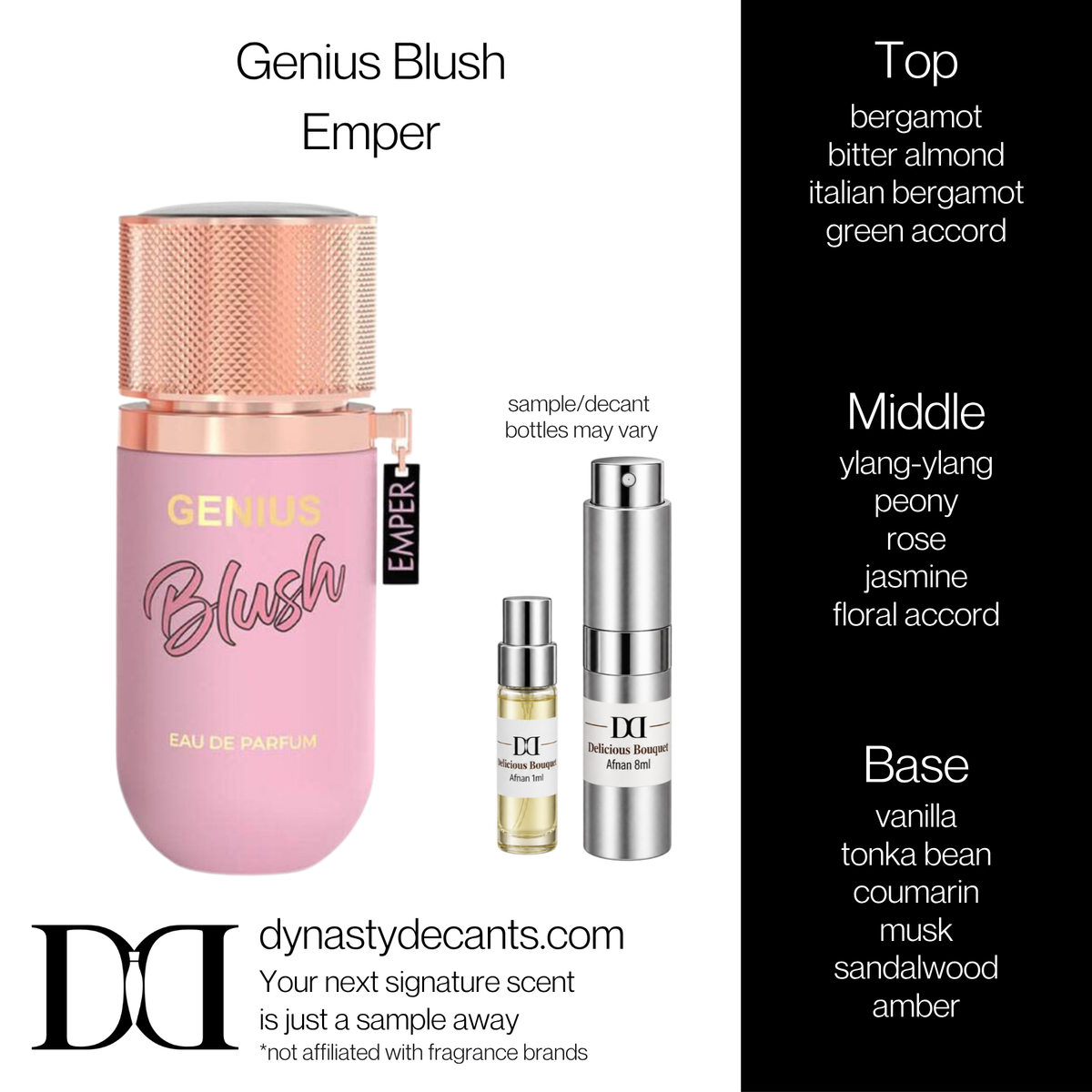 Fragrance sample bottle for Genius Blush by Emper