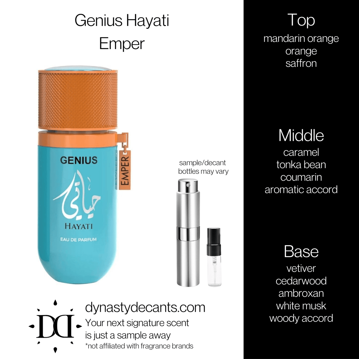 Fragrance sample bottle for Genius Hayati by Emper