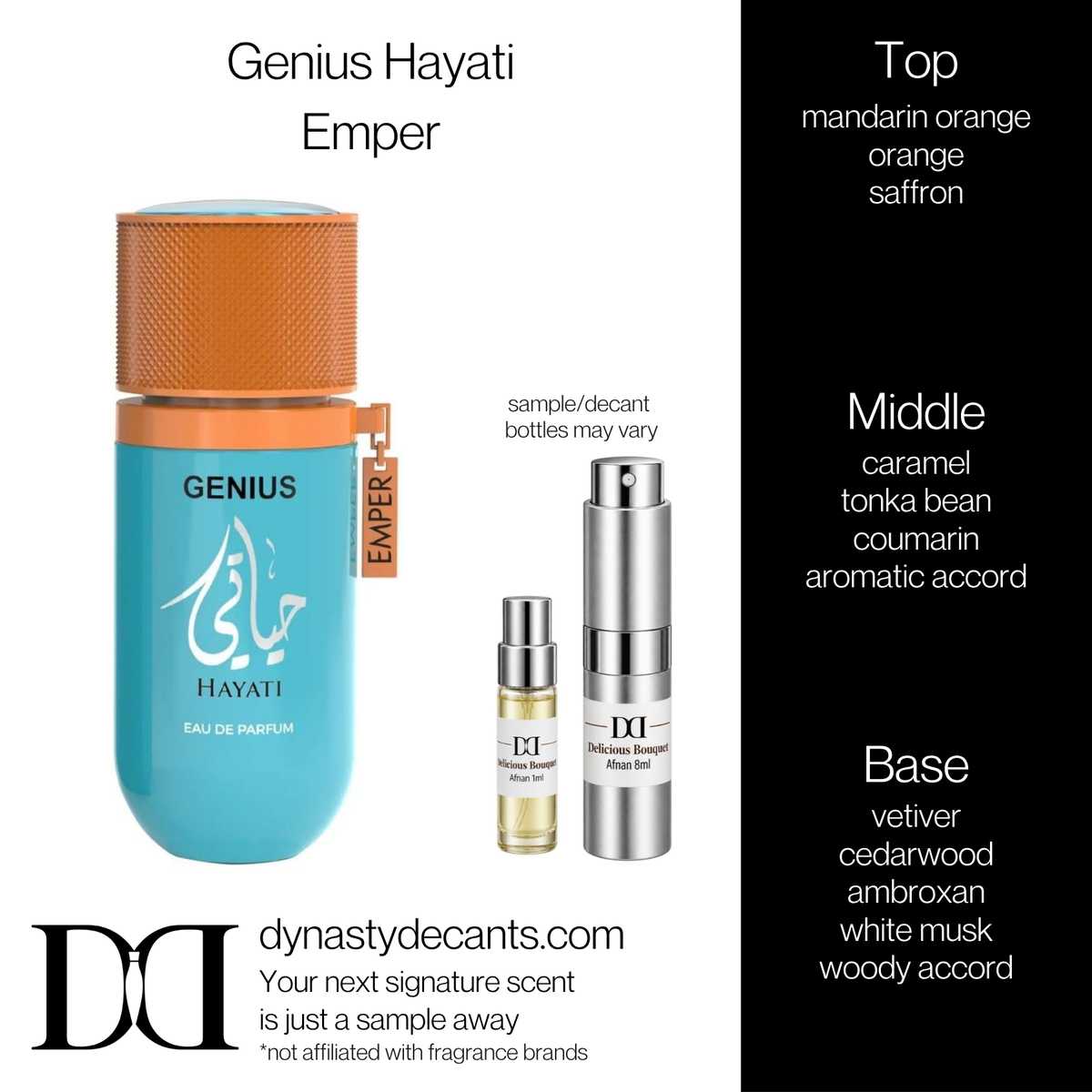 Fragrance sample bottle for Genius Hayati by Emper