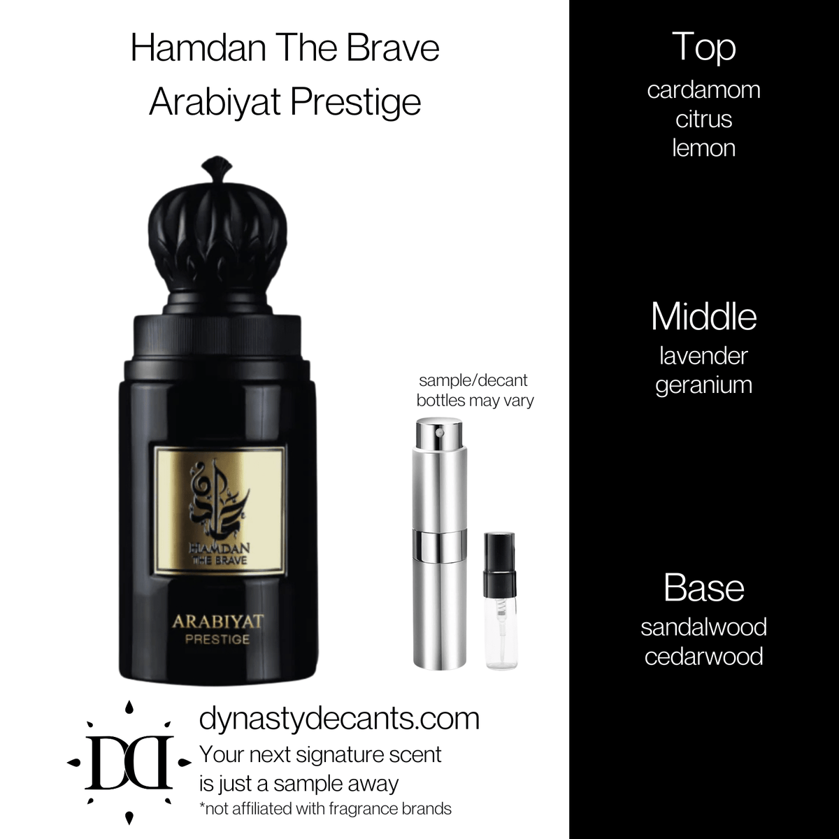 Fragrance sample bottle for Hamdan The Brave by Arabiyat Prestige
