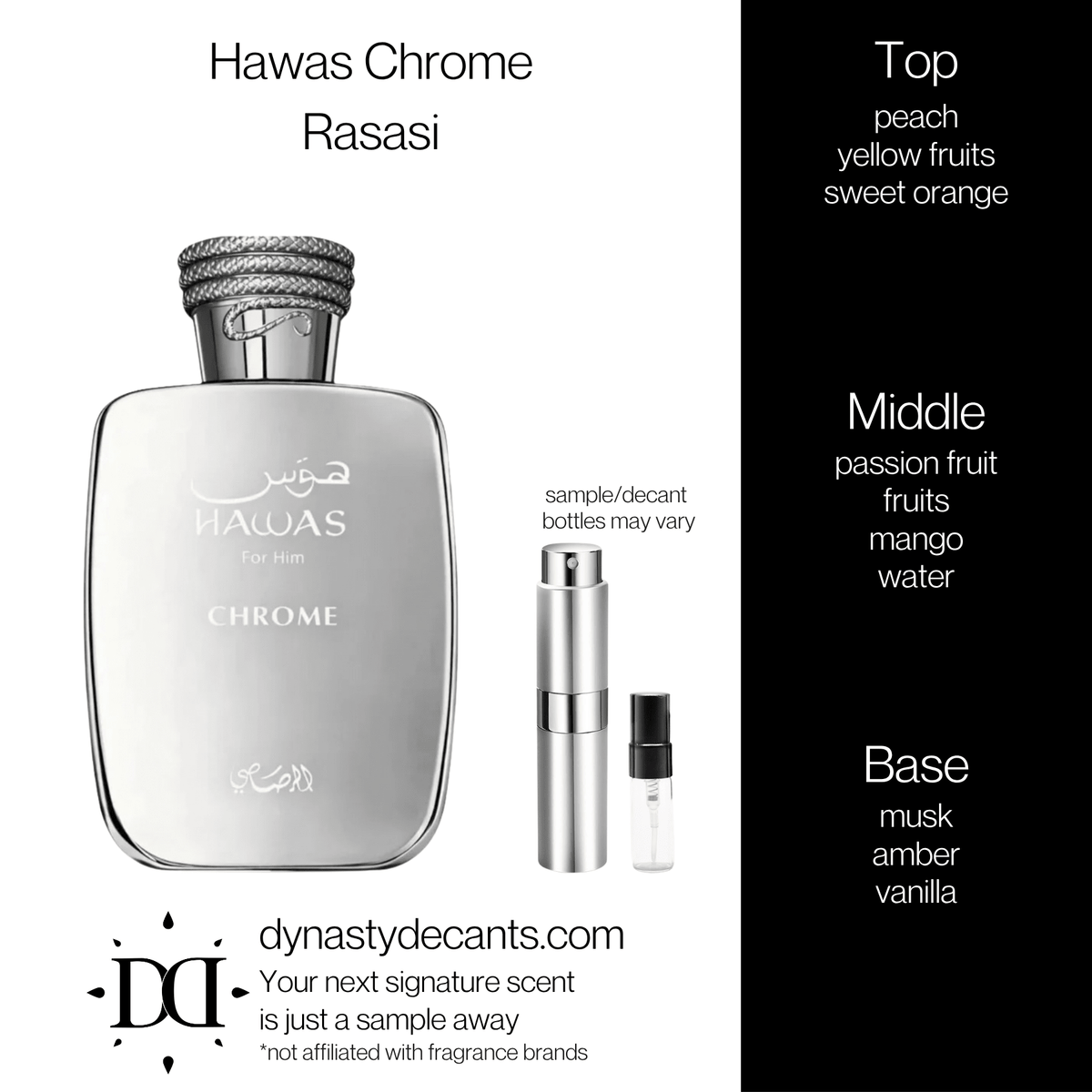 Fragrance sample bottle for Hawas Chrome by Rasasi
