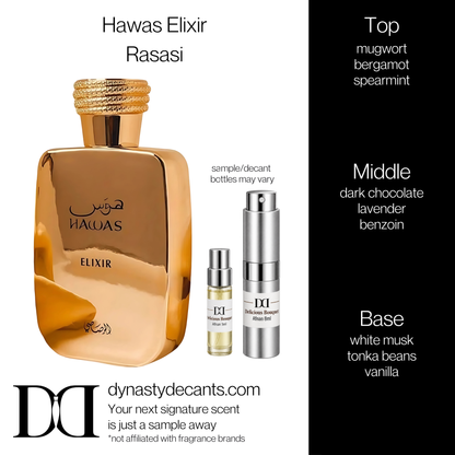 Fragrance sample bottle for Hawas Elixir by Rasasi