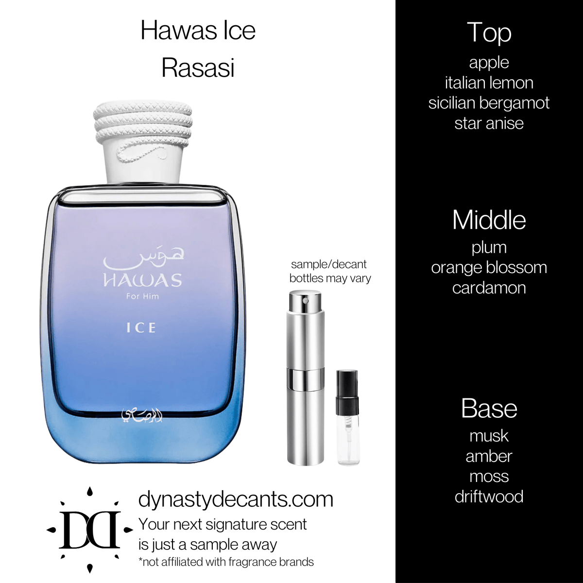 Fragrance sample bottle for Hawas Ice by Rasasi