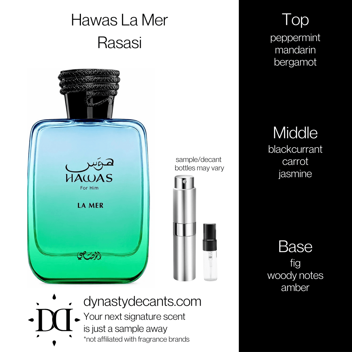 Fragrance sample bottle for Hawas La Mer by Rasasi