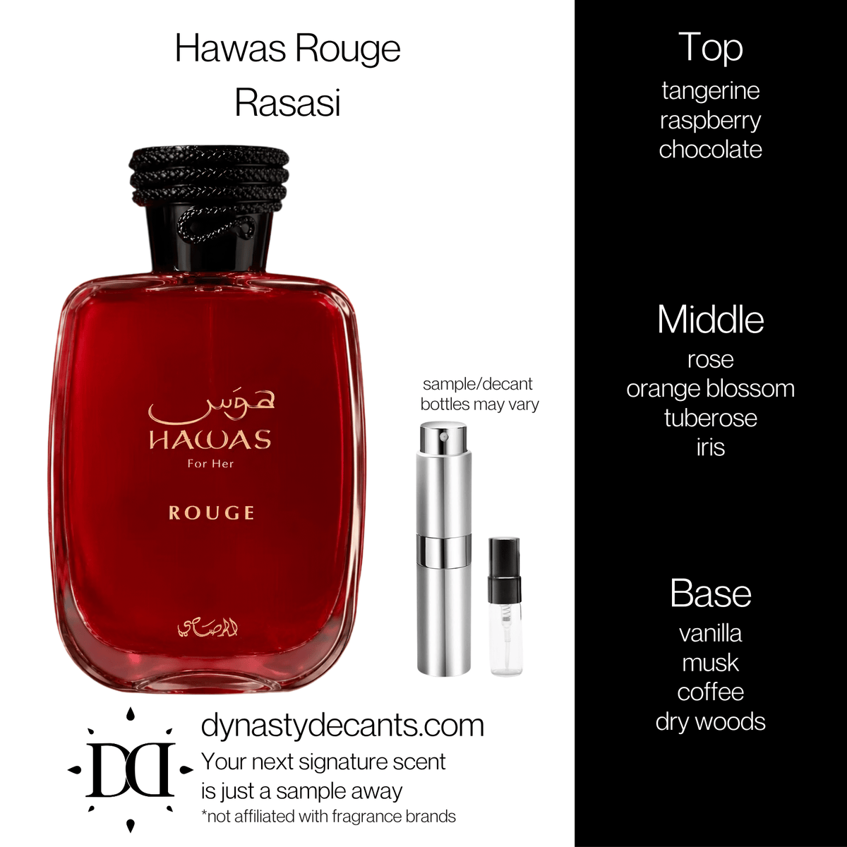 Hawas Rouge by Rasasi | Fragrance Sample | Decant - Dynasty Decants