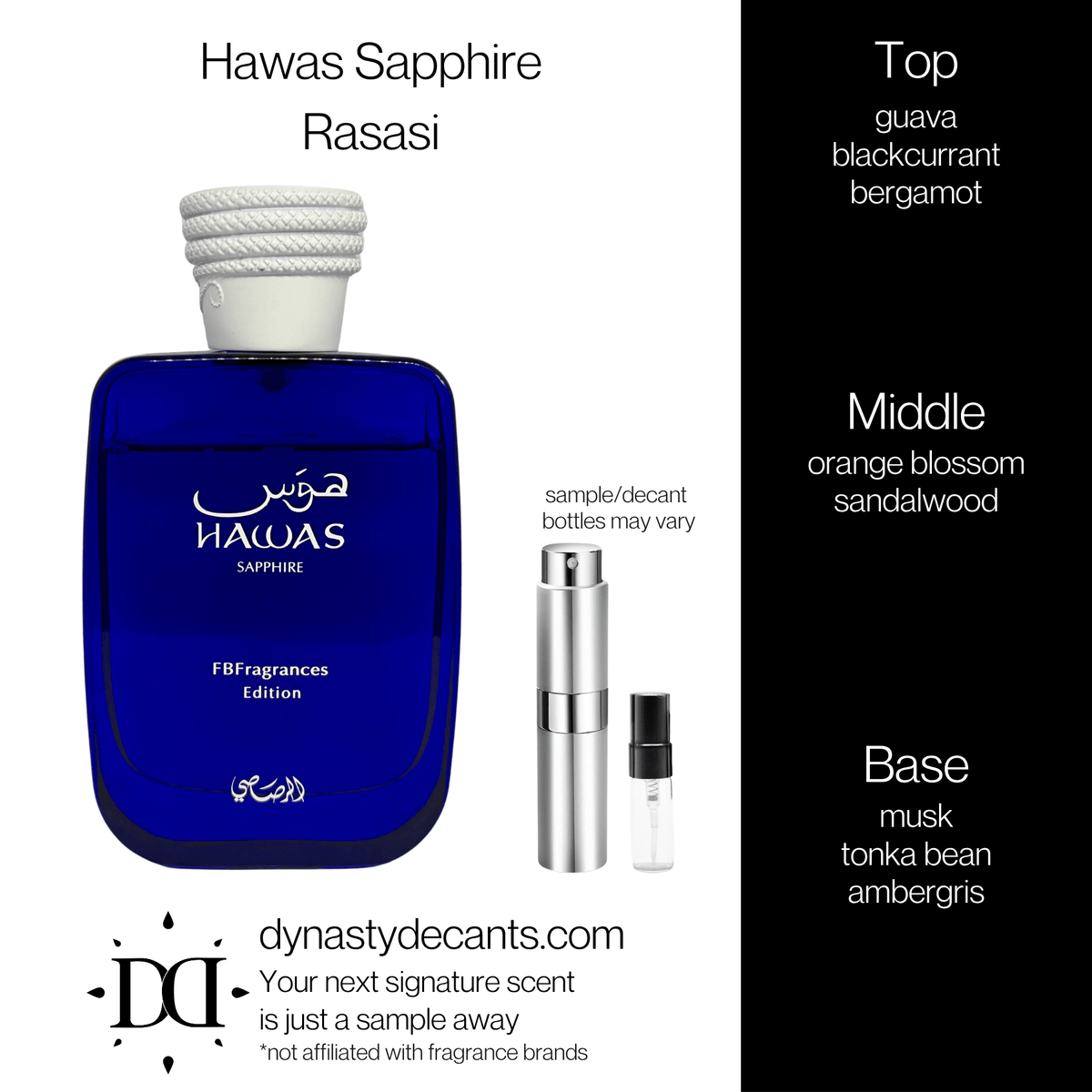 Fragrance sample bottle for Hawas Sapphire by Rasasi
