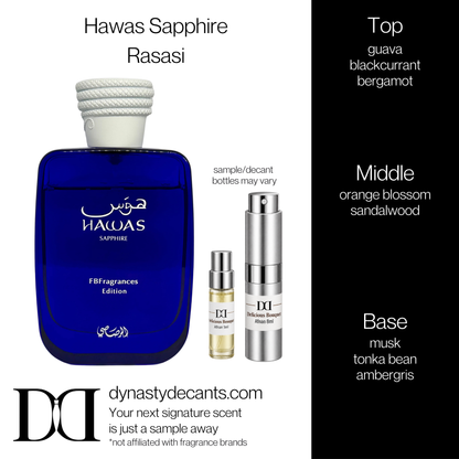 Fragrance sample bottle for Hawas Sapphire by Rasasi