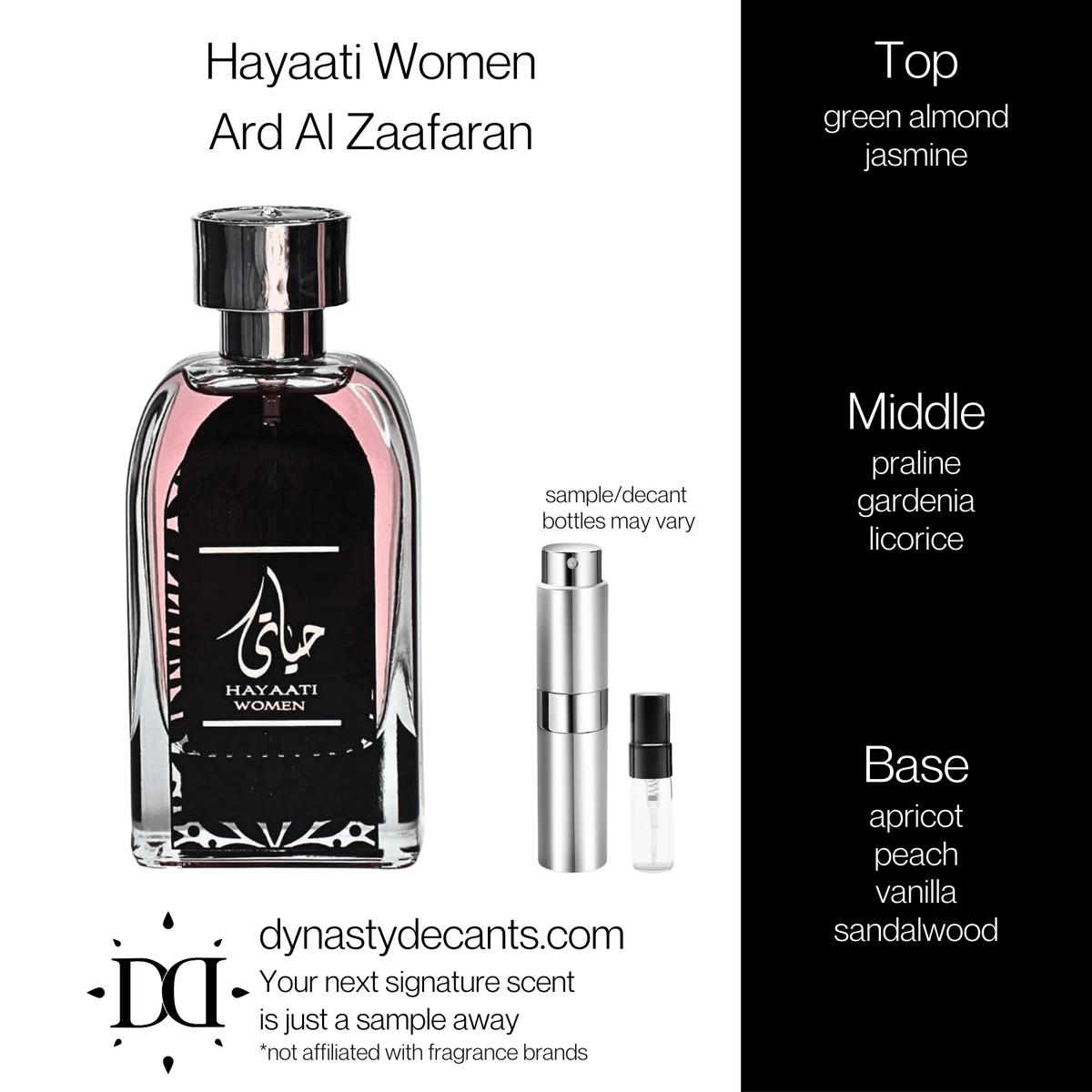 Fragrance sample bottle for Hayaati Women by Ard Al Zaafaran