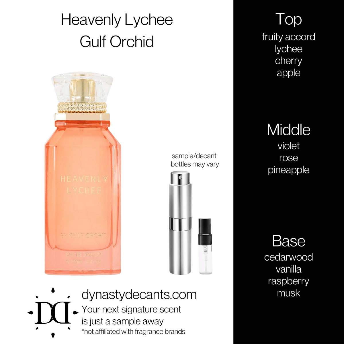 Fragrance sample bottle for Heavenly Lychee by Gulf Orchid