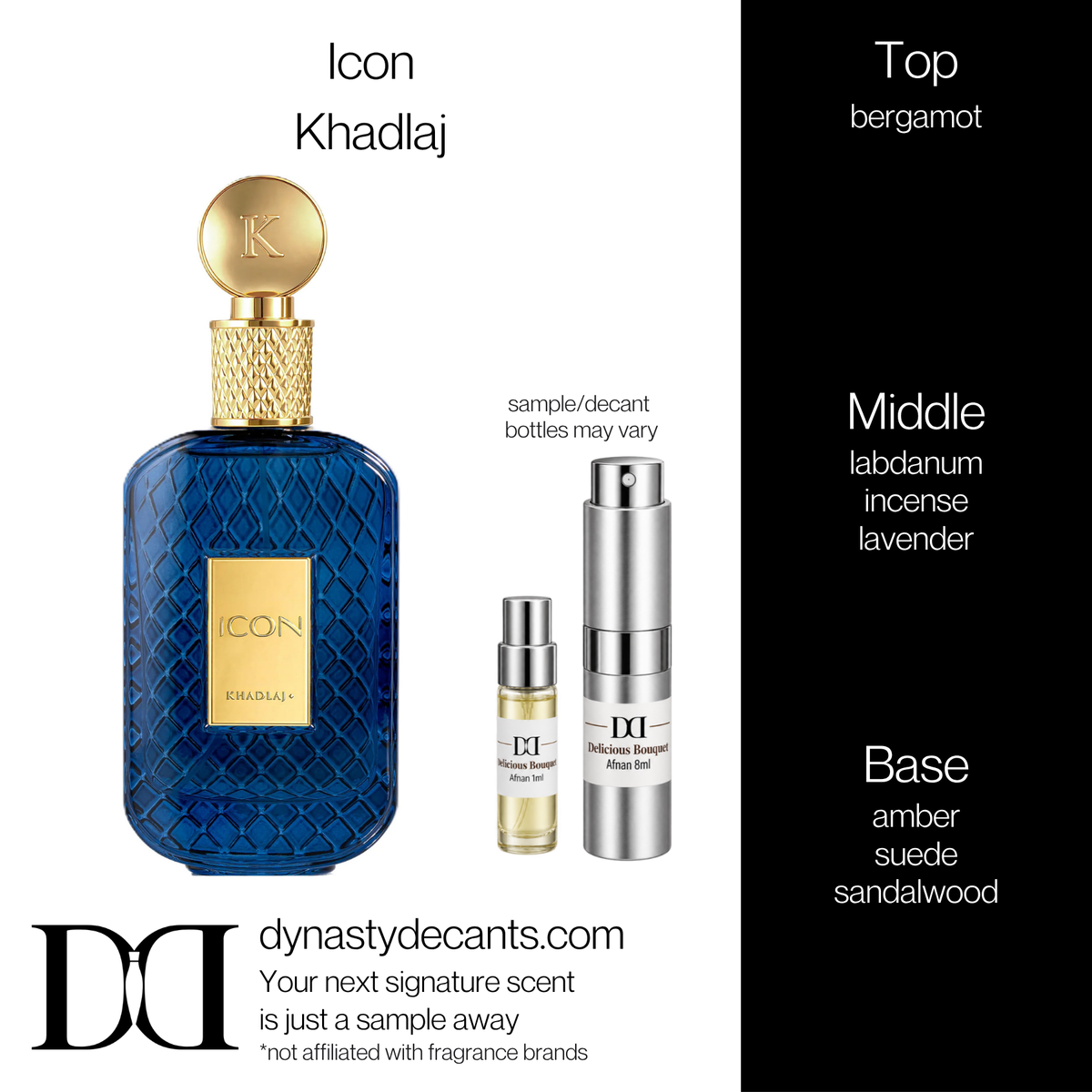 Fragrance sample bottle for Icon by Khadlaj