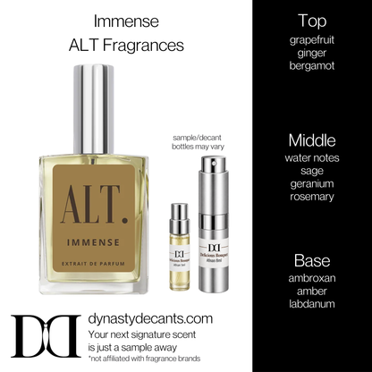 Fragrance sample bottle for Immense by ALT Fragrances