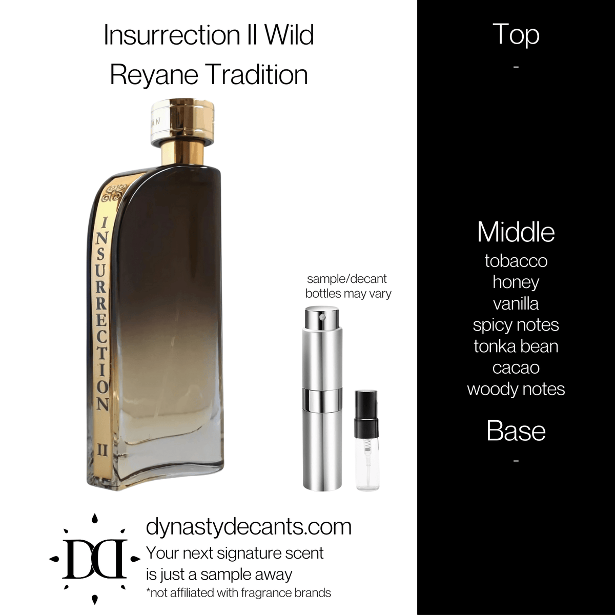 Fragrance sample bottle for Insurrection II Wild by Reyane Tradition