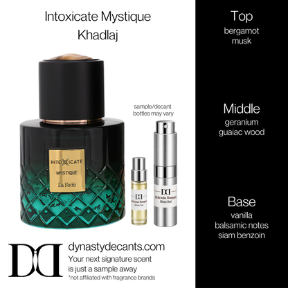 Fragrance sample bottle for Intoxicate Mystique by Khadlaj