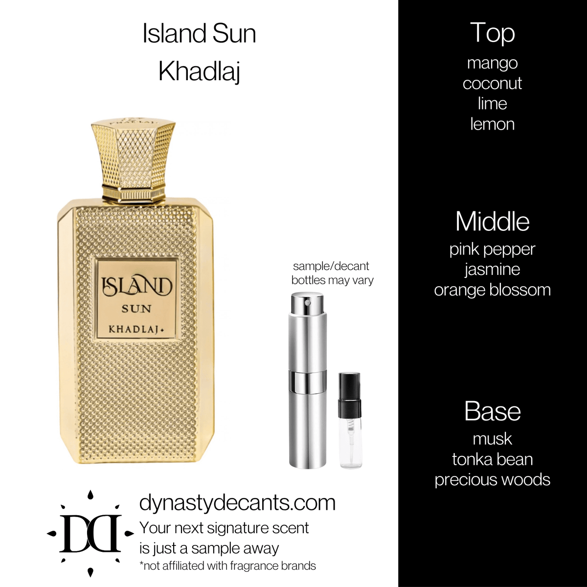 Fragrance sample bottle for Island Sun by Khadlaj