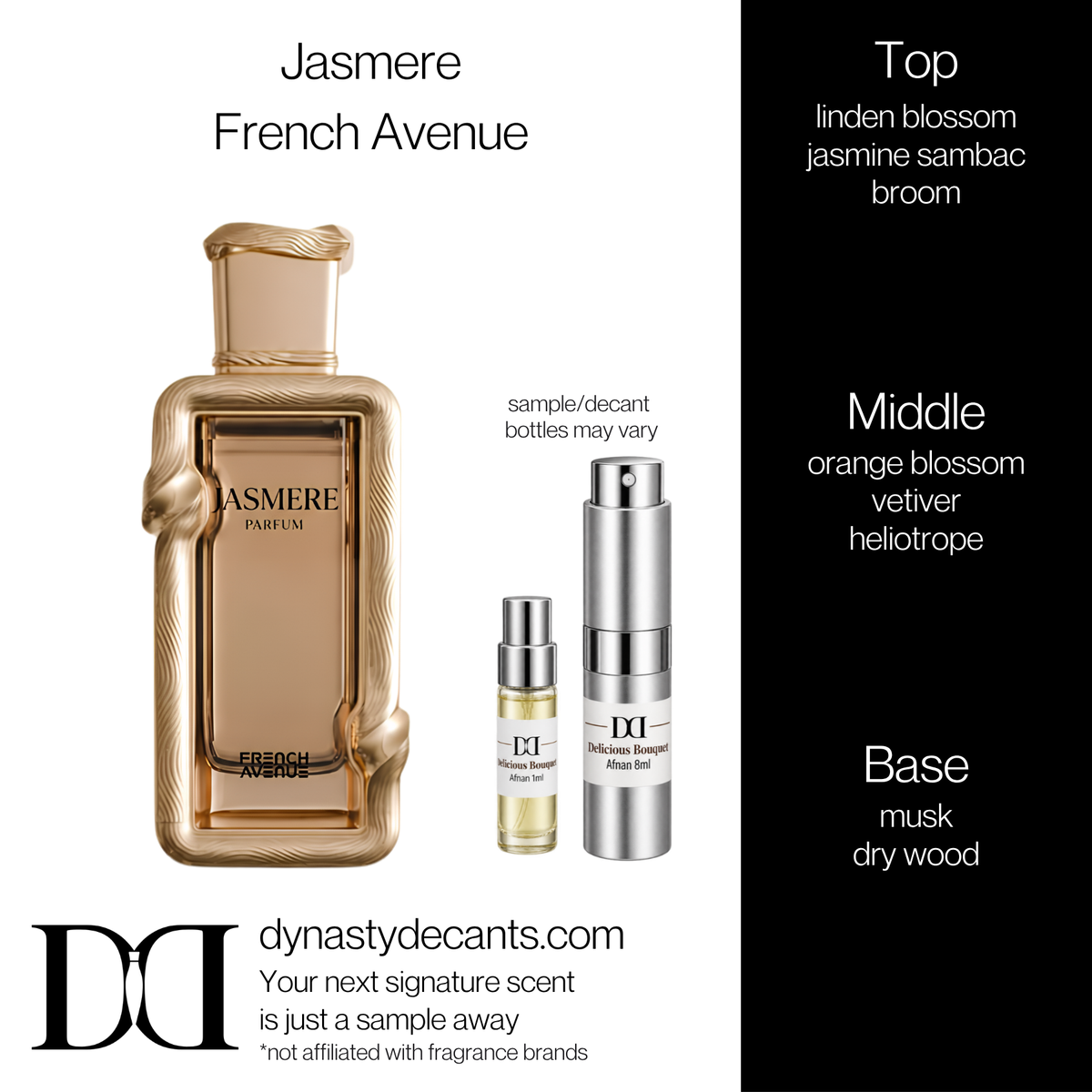 Fragrance sample bottle for Jasmere by French Avenue